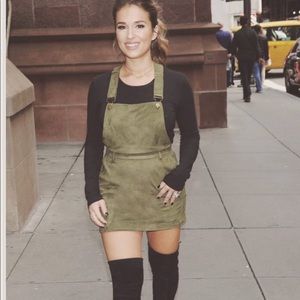 Kittenish Olive Green Overall Dress. Size: S